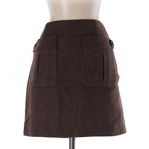 Max Studio Brown Wool Pocket Mini Skirt Business